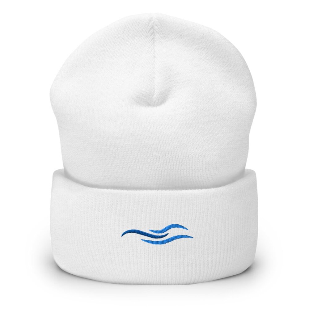 Multi Colored Blue Wave Design Cuffed Beanie